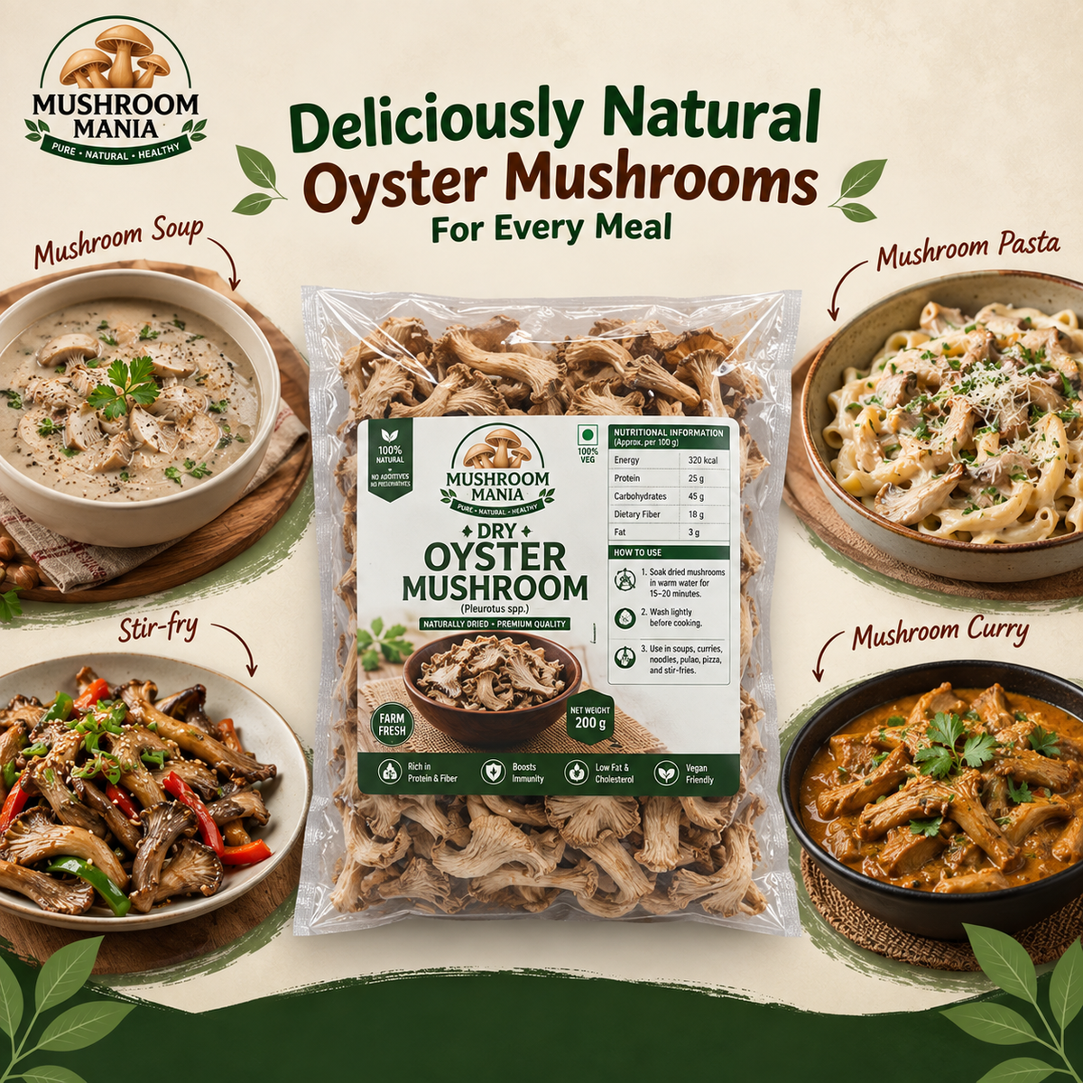 Dry Oyster Mushroom 200g