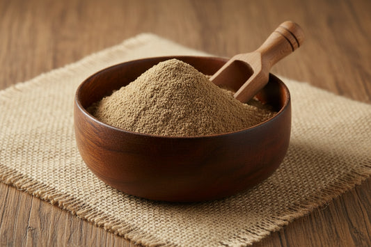 oyester mushroom powder in a bowl on a table