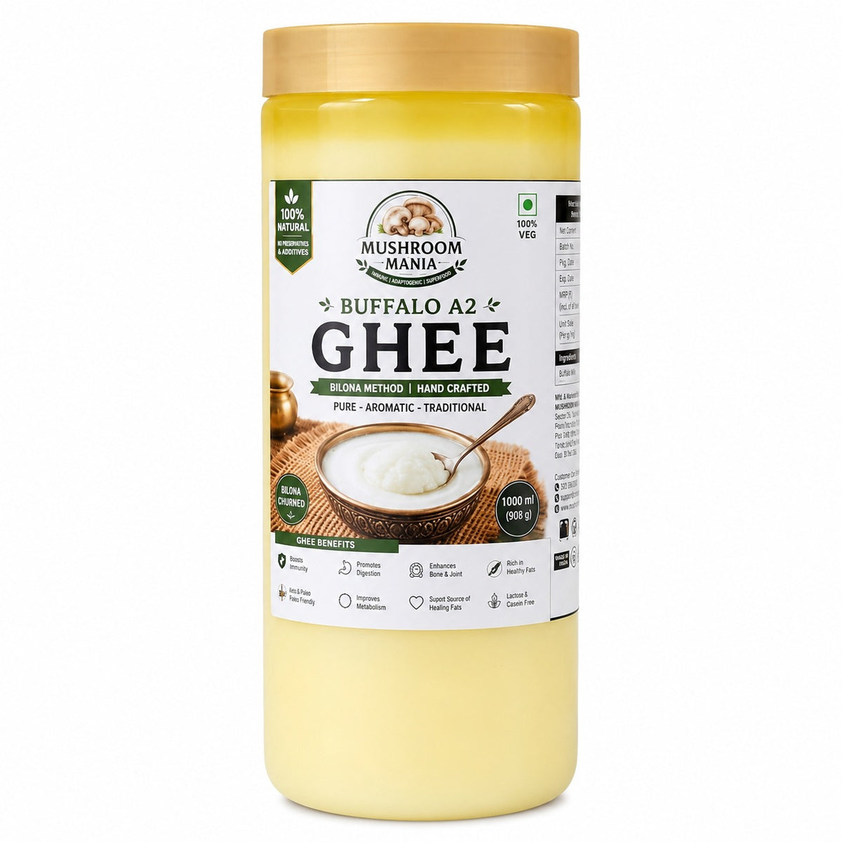 Royal Bilona A2 Buffalo Ghee – 1000 ml | Traditionally Churned & Preservative-Free
