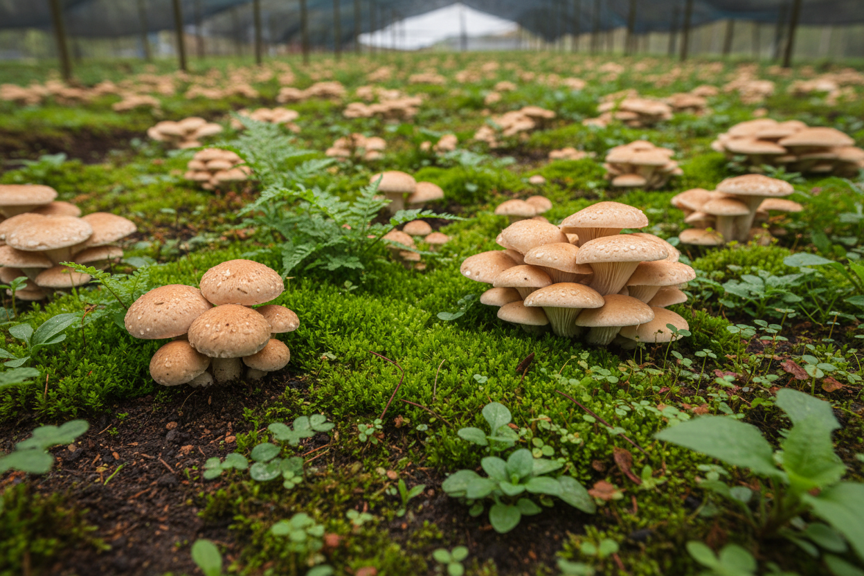 Fresh Green Earthy Mushroom Farm